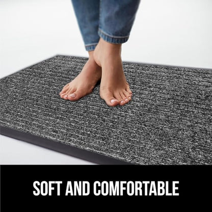 GORILLA GRIP Waterproof Traffic Guard Door Mat, Heavy Duty Entryway Mats, Strong Rubber Back Commercial Utility Rugs for Office Hallway, Garage Floor and Home, Low Profile Carpet, 29x17, Light Gray