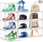 10 Pack Large Acrylic Shoe Box, Size 13 Sneaker Display Case Clear Stackable Display Case with Magnetic Door Toy Hat Collectible Sneakerheads Storage Organizer Bins for Entryway, Closet, Underbed