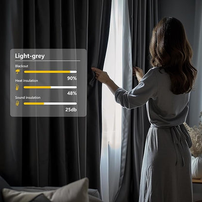 Room Divider Blackout Curtain Track Curtains Wall Dividers Panels Screen for Living Rooms Bedroom Office Privacy Partition Separation, W100 × L96 Inch,1 Panel, Light Grey