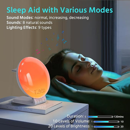 MOMILLA Sunrise Alarm Clock, 3 in 1 Wireless Charging Station, Smart App Control White Noise Sound Machine, Wake up Light, Sunset Night Light Alarm Clocks for Heavy Sleepers Kids