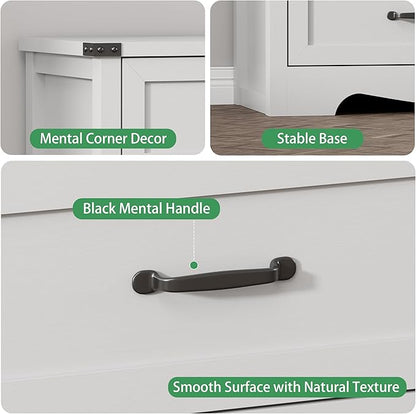 Dresser for Bedroom with 6 Drawers, 54" Wide Wood Chest of Drawers with Deep Drawers & Mental Handle, Modern Dresser TV Stand, Wooden Closet Storage Organizer for Living Room, Hallway, Entryway, White