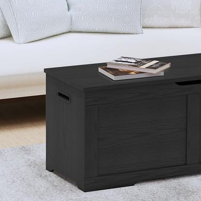 Timberer 39.4" Storage Chest, Wooden Storage Bench, Lift Top Toy Chest with 2 Safety Hinges, Large Toy Box, Entryway Bench for Living Room, Bedroom, Black