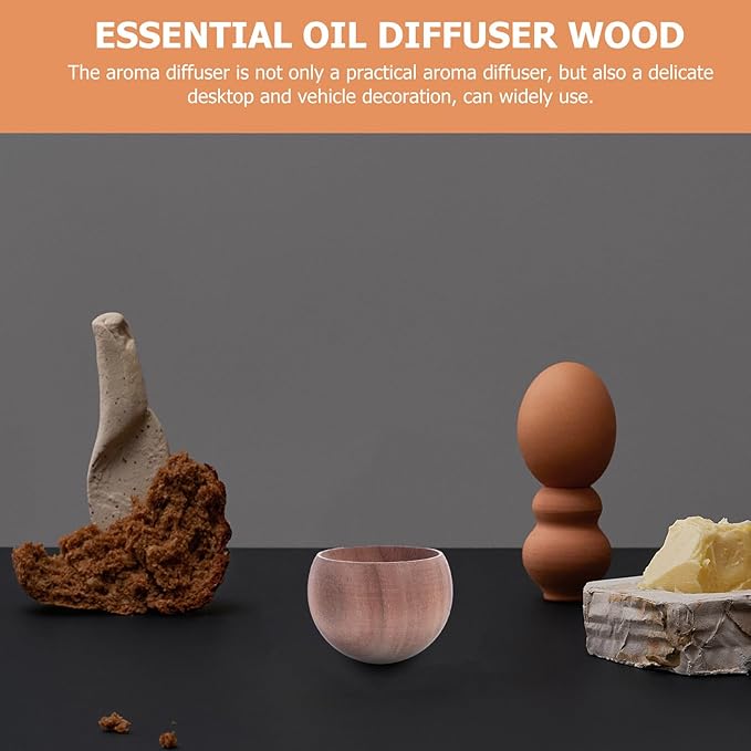 Wooden Essential Oil Diffuser Small Portable Fragrance Diffuser Stand for Home Office Bedroom Natural Walnut Scent Diffusing Adornment Stylish Desktop Decoration
