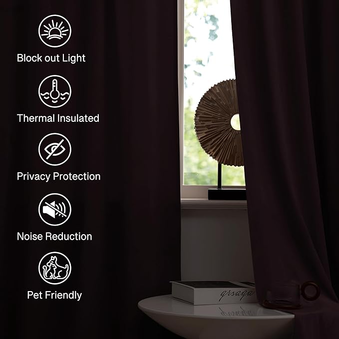 StangH Purple Curtains 96 Inches for Living Room - Thermal Insulated Luxury Drapes for Sunlight Blocking with Rod Pocket, Privacy Elegant Velvet Window Treatments, W52 x L96, 2 Panels