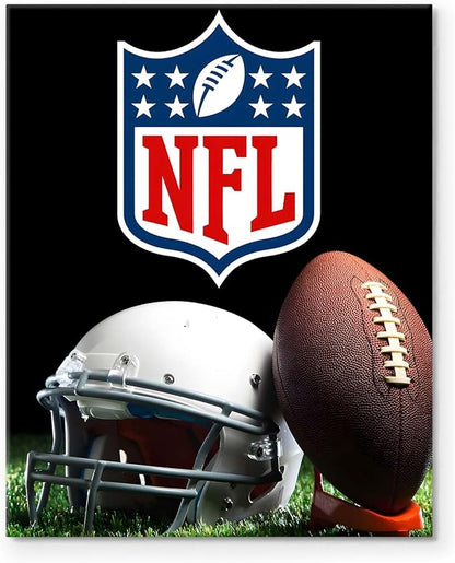 B.B.F MAKE American Football Canvas Wall Art Super Champions Bowl Poster Rugby Oil Painting Canvas Wall Decor Sports Picture Boys Gift Modern Bedroom Living Room Dorm Home Decoration, Framed 16x20inch