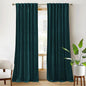 RYB Home Velvet Curtains 108 inches 2 Panels Set - Super Soft Durable Window Drapes Room Darkening Energy Smart Back Tap for Apartment Villa Room Backdrops, Peacock Blue, W52 x L108 inches, 2 Panels