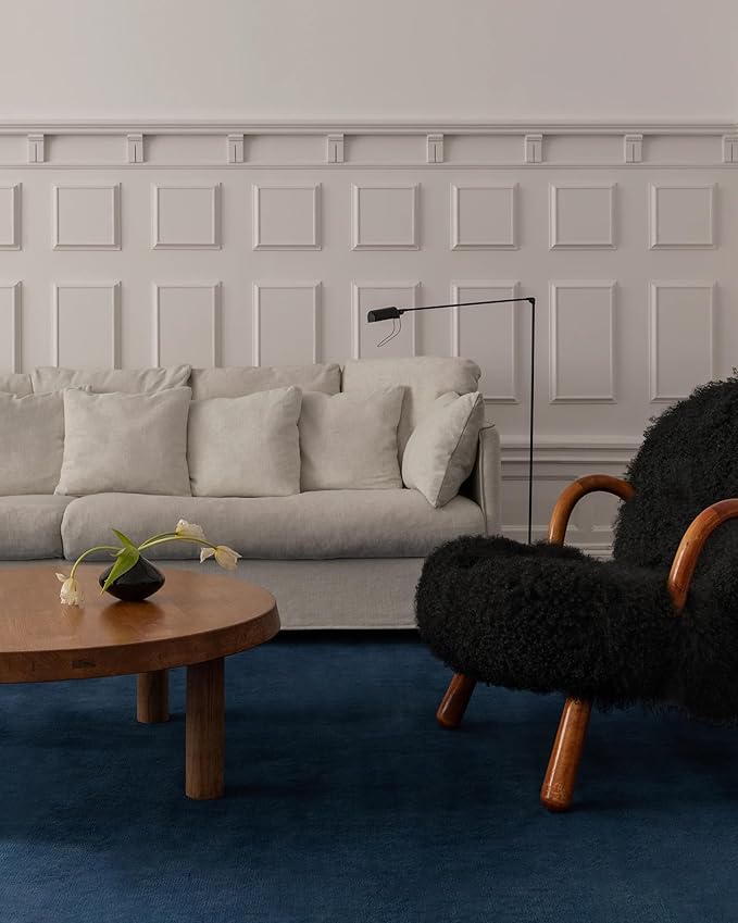 Hand-Tufted Wool Rectangle Area Rug – Soft Premium Wool Carpet for Living Room, Bedroom & Home Décor – 11X14 ft| Deep Blue – Durable, Non-Slip Backing, Handcrafted Rug