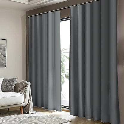 Room Divider Blackout Curtain Track Curtains Wall Dividers Panels Screen for Living Rooms Bedroom Office Privacy Partition Separation, W150 × L120 Inch,1 Panel, Light Grey