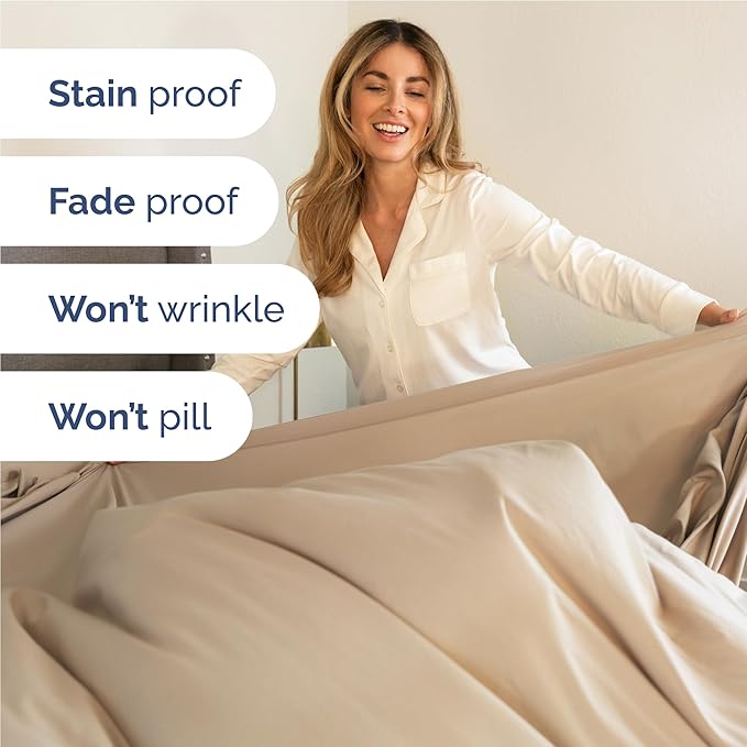 Full 6 Piece Sheet Set - Cooling, Comfy & Breathable - Hotel Luxury Bedding, Includes Fitted Sheet for Women, Men, Kids and Teens - 1 Flat, 1 Fitted Sheet, 4 Pillowcases with Deep Pockets - Cream