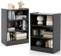LOKO 3-Tier Open Bookcase Set of 2, Modern 3-Cube Bookshelf with 18-Position Adjustable Shelves & Anti-toppling Devices, Multipurpose Cubical Display Storage Organizer for Living Room Study (2, Black)