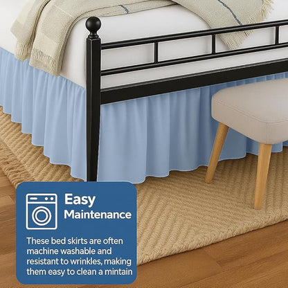Ruffled Bed Skirt Split Corners with Platform, Tailored Fit Hotel Quality Wrinkle Free Ultra-Soft Microfiber Dust Ruffle, Upto 24 Inch Drop, King, Sky Blue
