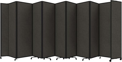 Versare Room Divider 360 Portable Wall Partition | Folding Panels | Large Freestanding Divider | Locking Wheels | Temporary Room Separator | 25' x 7'6'', Mocha