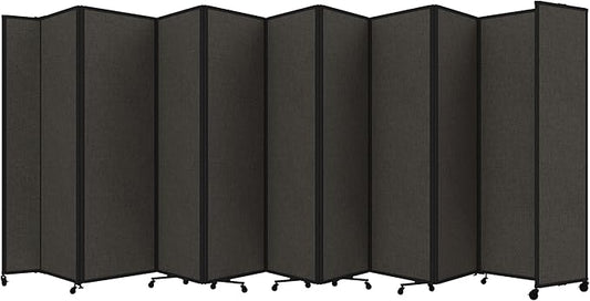 Versare Room Divider 360 Portable Wall Partition | Folding Panels | Large Freestanding Divider | Locking Wheels | Temporary Room Separator | 25' x 7'6'', Mocha