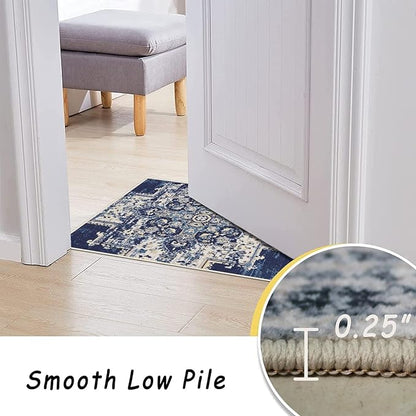 vivorug 3x5 Rug, Small Area Rug for Living Room, Bedroom, Kitchen, Machine Washable Non-Slip Throw Rug, Vintage Carpet for Entryway Nursery Coffee Table - Durable (Navy Blue)
