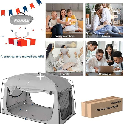 Bed Tent,Portable Privacy Sleeping Bed Canopy,Blackout 90% Drapes for Kids and Adult,Indoor Space Tent with Breathable Large Mesh Windows