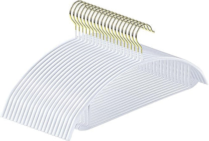 MOPALL Clothes Hangers 20 Pack, Non Slip Hangers Sweater Hanger No Shoulder Bump, 16.5 Inch Wide Durable and Strong Shirt Coat Dress Skirt Suit Hangers with Pants Bar for Laundry & Everyday Use, White