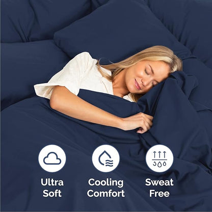 Queen 6 Piece Sheet Set - Cooling, Comfy & Breathable - Hotel Luxury Bedding, Includes Fitted Sheet for Women, Men, Kids & Teens - 1 Flat, 1 Fitted Sheet, 4 Pillowcases with Deep Pockets - Navy Blue