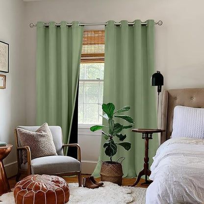 BGment Blackout Curtains 95 Inches Long 2 Panels Set for Living Room, Thermal Insulated 100% Light Blocking Curtains&Drapes, Grommet Soundproof Curtains for Bedroom Window, Each 52 Wide, Grass Green