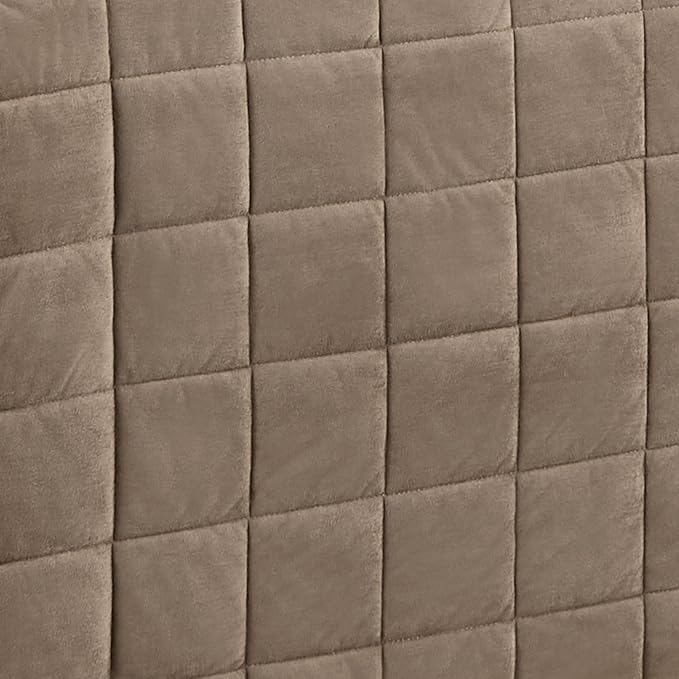 Camden Luxury Bedding | Neutral Sand Color | Fitted Hollywood Daybed Bedding | Faux Suede Box Quilted Design | 5 Piece Set Includes Hollywood Cover, 2 Bolster Shams, and 2 Bolster Pillows