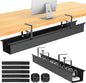 Large Under Desk Cable Management Tray, REFLYING 43.7" Cable Management Under Desk No Drill,Adjustable Clamp Cord Wire Organizer, Cord Hider for Standing Table, Wire Hider for Office,Home (Large)