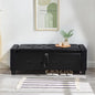 48“ Storage Ottoman Bench, Upholstered Button-Tufted End of Bed Bench with Soft-Close Hinge & Solid Wood Legs, Foot Rest for Living Room, Bedroom, Hallway (Faux Leather, Black)