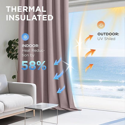 Joydeco Rose Pink 100% Blackout Curtains 84 Inch 2 Panels, Luxury Thermal Pink Velvet Curtains for Bedroom Living Room, Soundproof Blackout Window Drapes, Rod Pocket & Back Tab (52W x 84L)