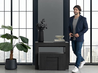 Transformer Table - Solid Wood Extendable Dining Table, Seats 2-12, Extendable Dining Room Table, Space-Saving Furniture, Expandable Dining Furniture (Black, Table + Bench + 4 Chairs)