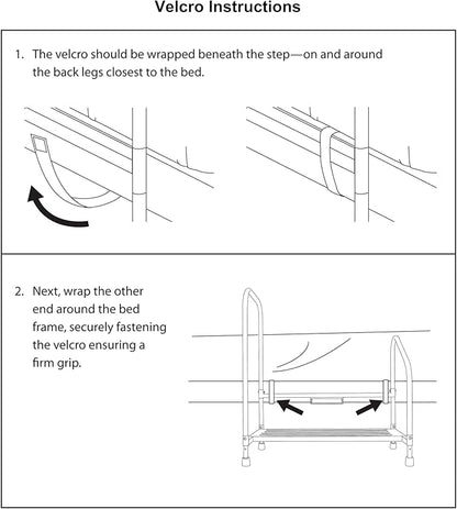 Step2Bed Bed Rails For Elderly with Adjustable Height Bed Step Stool & LED Light for Fall Prevention - Portable Medical Step Stool comes with Handicap Grab Bars making it easy to get in and out of bed