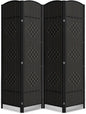 4 Panel Room Divider,6Ft Folding Privacy Screen,Tall - Extra Wide Foldable Panel Partition Wall Divider with Diamond Double-Weaved Hand-Woven Design Room Screen Divider