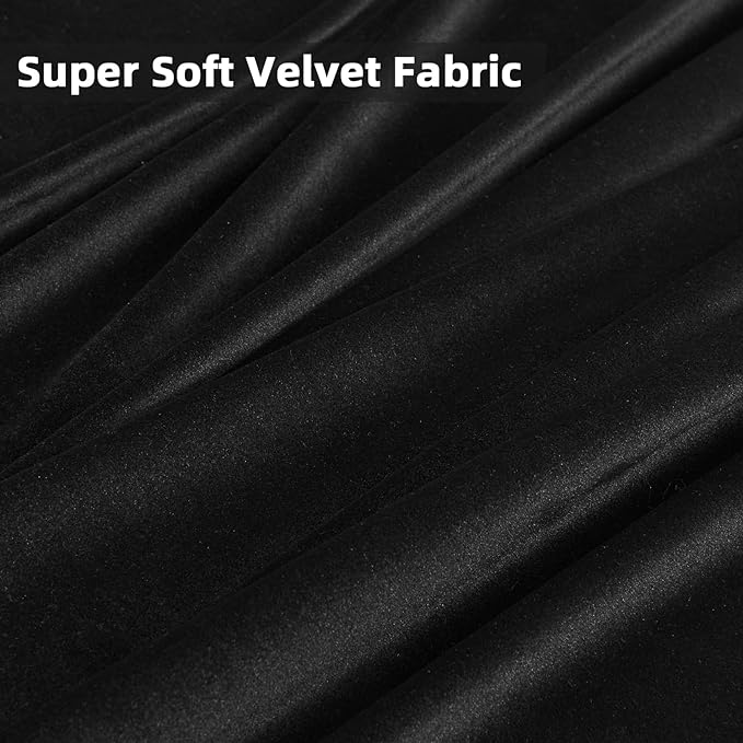 Joydeco Velvet Curtains 84 inch 1 Panel, Long Luxury Black Blackout Thermal Insulated Rod Pocket Window Curtains, Super Soft Room Darkening Drapes for Living Room Bedroom, W100 x L84 Inch, Black