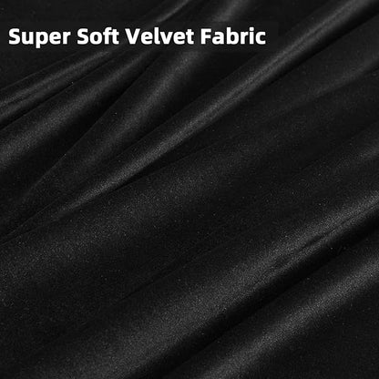 Joydeco Velvet Curtains 108 inches Long 2 Panels, Luxury Blackout Thermal Insulated Super Soft Rod Pocket Window Drapes for Bedroom Living Dining Room, Black, W52 x L108
