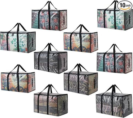 Heavy Duty 93L (24.5 Gallon) Stackable Storage Bins with Fully Openable Lids, Moving Bags Heavy Duty, Clear Plastic Totes for Moving Storage, Home Organization, Closet, Dorm Room 10 pack