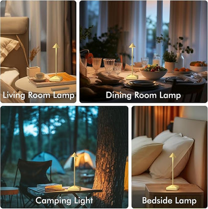 3 Pack 8.26in Gold Small Cordless Table Lamps Rechargeable, Battery Operated Mini Lamp, Small Lamp Touch Portable Table Lights, LED Night Light for Bedside/Dining/Bar/Outdoor (Gold-A)