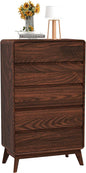 50" Tall Dresser for Bedroom, Vertical Dressers with 5 Drawers and Curved Profile Handleless Design, Chest of Drawers with Natural Texture for Living Room, Hallway and Entryway,Nautral