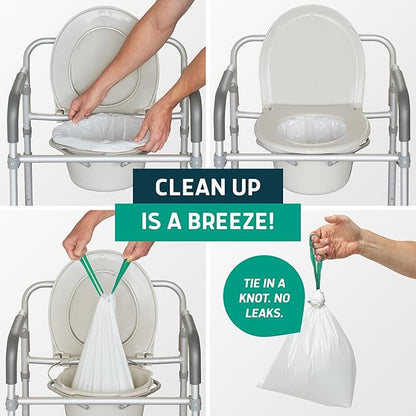Lunderg Recycled Commode Liners - 250 Environment Friendly Portable Toilet Bags - Medical Grade Bedside Commode Liners Disposable - Universal Fit & Easy to Use - Absorbent Pads NOT included