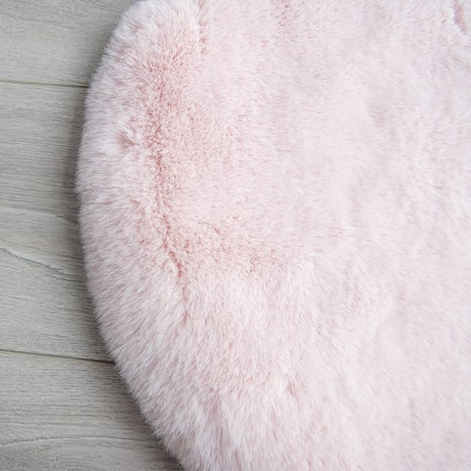 Pink Fuzzy Washable Furry Area Rugs for Living Room Faux Rabbit Fur Nursery Rug for Bedroom 2x4 Runner Rug