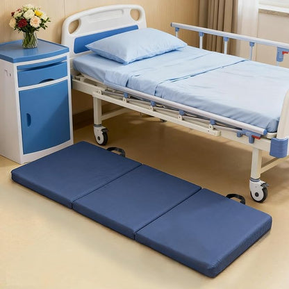 Foldable Fall Protection Mat for Elderly Blue Waterproof Non Slip Floor Mats with High-Resilience Foam 72 * 24 * 2 Inch Bedside Floor Mats for Elderly, Handicap, Senior