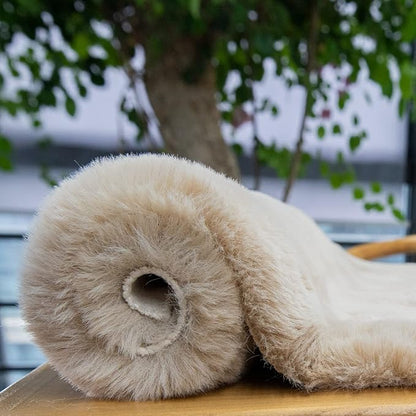 Light Brown Beige Fluffy Faux Rabbit Shag Fur Rugs for Bedroom Small Fuzzy Washable Runners Rugs for Living Room 2x6 Rug Runner Nursery