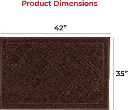 SlipToGrip Universal Door Mat, Plaid Design - Brown, 42 x 35 - Anti Slip, Durable and Washable, Outdoor, Indoor Floor Welcome Mat - Patio, Front Door, Dust Absorbent