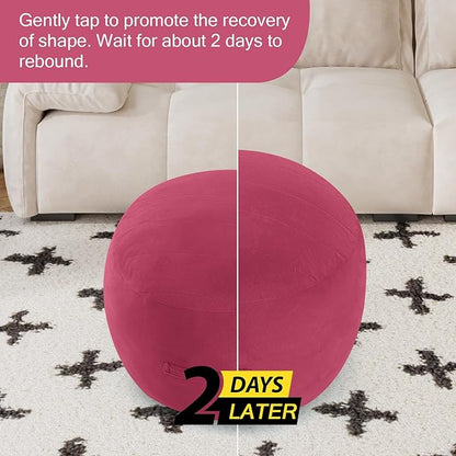 MeMoreCool Round Stuffed Pouf Ottoman Foot Rest, Floor Pouf Foot Stool with Soft Foam Chunk Filling, Small Round Ottoman Footstool Circle Footrest for Living Room