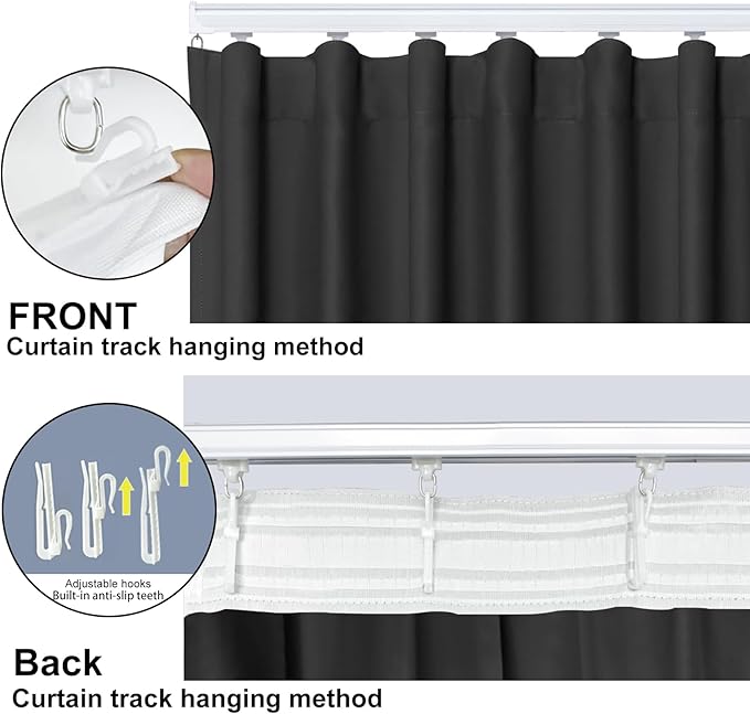 Room Divider Blackout Curtain Track Curtains Wall Dividers Panels Screen for Living Rooms Bedroom Office Privacy Partition Separation, W120 × L120 Inch,1 Panel, Black