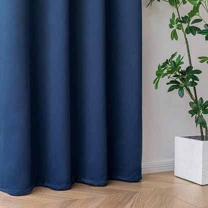 Blackout Curtains 96 Inches Long 2 Panels Set, Navy Blue Curtains Thermal Insulated Room Darkening Drapes for Bedroom, Rod Pocket Light Blocking Drapes Living Room(52W × 96L, Navy Blue)