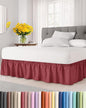 Wrap Around Dust Ruffle Bed Skirt - Burgundy - for Queen Size Beds with 18 Inch Drop - Elastic Strap - Adjustable Pleated Bedskirt with Brushed Fabric and Wrinkle Free - for Women, Men, Kids & Teens