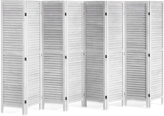 VEVOR Wood Room Divider, 8 Panel Wood Folding Privacy Screen, 66.9 Inches Tall Indoor Louvered Wooden Partition, Portable Decoration Screen, for Room Separation, Home, Office, Restaurant & Bedroom