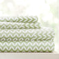 Linen Market Double-Brushed Patterned Microfiber California King Sheet Set 4 Piece – OEKO-TEX Certified Ultra Soft & Wrinkle-Free - 16" Deep Pocket Sheets Easy Care Cal-King Size - Puffed Chevron Sage