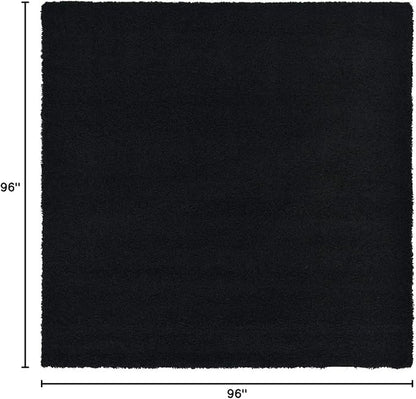 Unique Loom Solid Shag Collection Area Rug (8' Square, Jet Black)