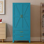 Metal Armoire Wardrobe Closet,71" Tall Blue Storage Cabinet with Hanging Rod,2 Drawers & Adjustable Shelves,Heavy-Duty Steel Wardrobe for Bedroom, Garage, and Office