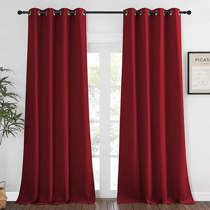 NICETOWN Window Treatment Curtains Blind - (Burgundy Red) Home Decor Energy Smart Thermal Insulated Window Treatment Drape/Drapery for Patio Door, 52x95 Inch,1 Piece