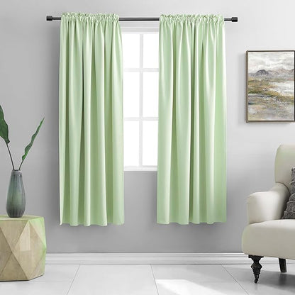DONREN Light Green Curtains Light Filtering for Livingroom - 72 inch Length Set of 2 Panels Room Darkening Thermal Insulated Drapes for Hall Room,Light Mint Green,W52 x L72
