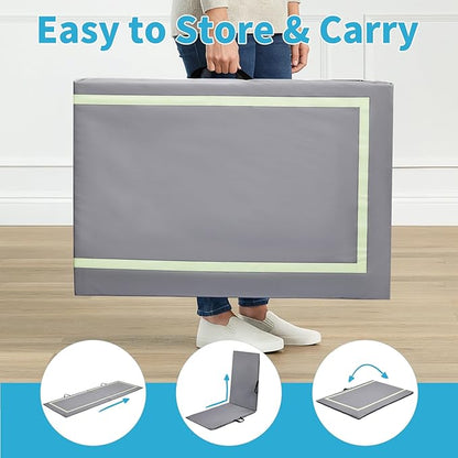 Winado Fall Mat for Elderly, 72" x 23" Bi-Fold Floor Mat Bedside Anti-Slip Protection Standing Safety Mats Reduce Risk for Elderly, Patients, Home or Hospital Care, Grey
